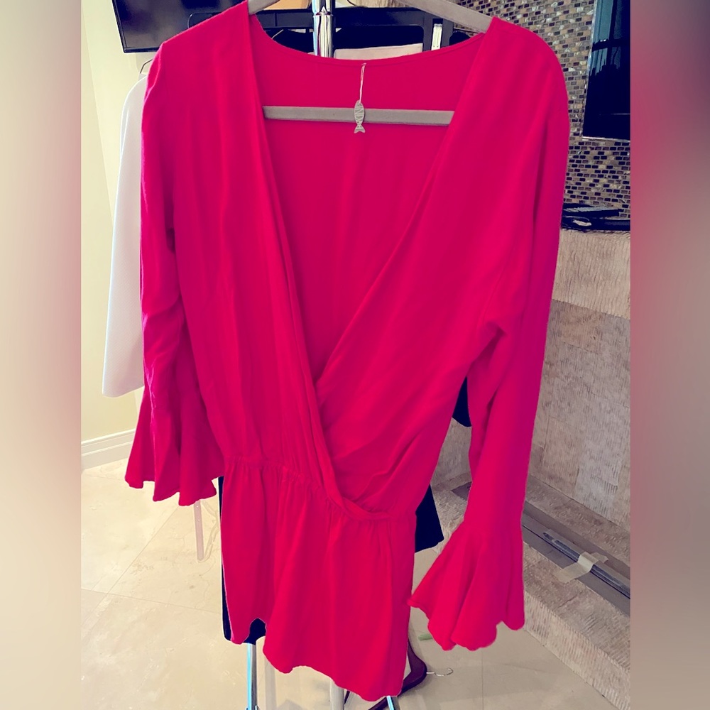 Indah hot pink, long sleeve romper